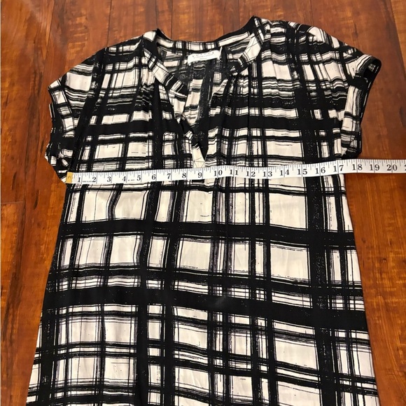 Velvet by Graham & Spencer Black White Plaid Tunic Dress Shirt Dress Belted xs - Picture 12 of 16